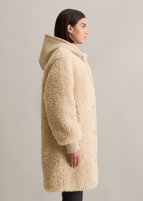 Relaxed teddy coat — Sand Melange
