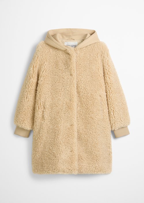 Relaxed teddy coat — Sand Melange