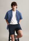Marc O'Polo Kurzarm-Hemd regular, Herren, blau, Gr. xl, 53% Leinen, 47% Baumwolle