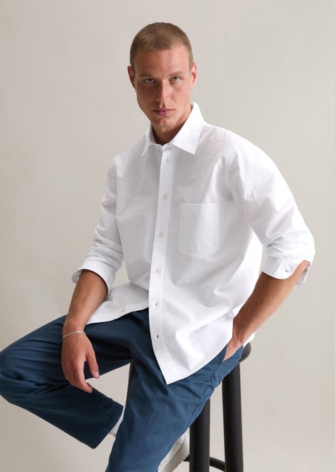 Marc O'Polo Regular overhemd, Heren, wit, L, 80% Katoen, 20% Polyamide