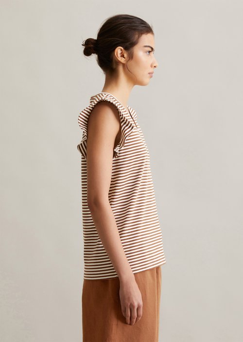 Regular flounce T-shirt — Medium Brown