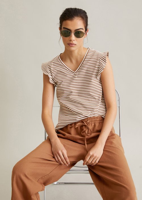 Regular flounce T-shirt — Medium Brown