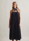 Marc O'Polo Spaghettiband jurk uitlopend, Dames, blauw, Xs, 98% Polyester, 2% Elasthaan