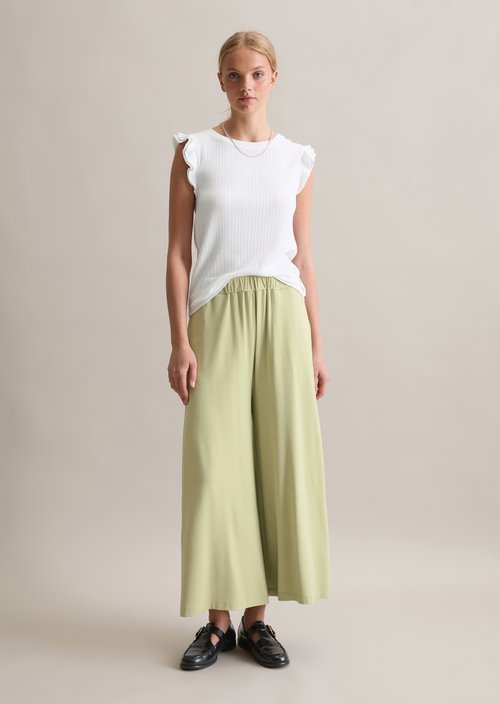 Wide jersey pants — Elm Green