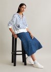 Marc O'Polo Gestreept jack met relaxte capuchon, Dames, blauw, M, 100% Katoen