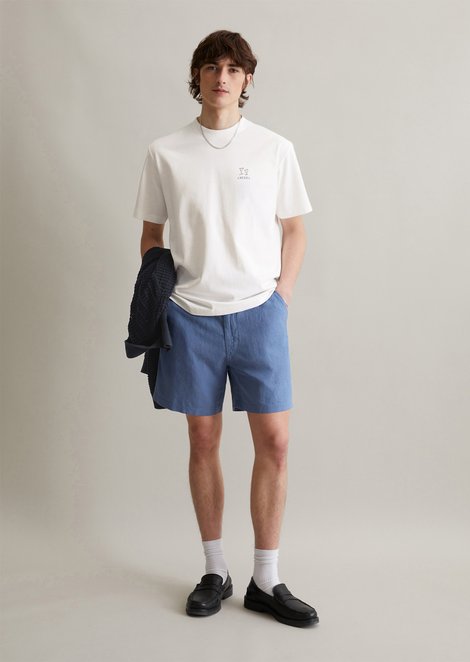 Marc O'Polo Korte broek regular, Heren, blauw, L, 53% Linnen, 47% Katoen