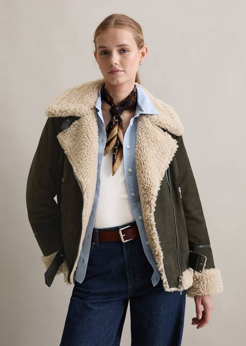 Suède jas regular Pineneedle in vooraanzicht