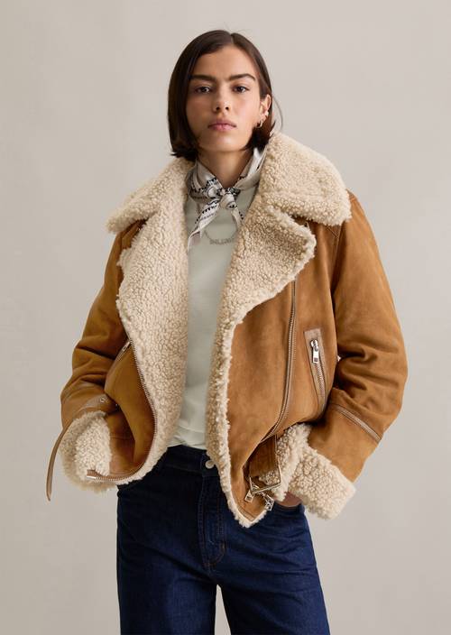 Suède jas regular Wood Grain in vooraanzicht