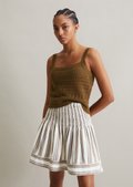 【PORTERNA】Mar line Short Skirt JORMIDEARZMD Pleated Skirt for Women Skirts with Pockets a