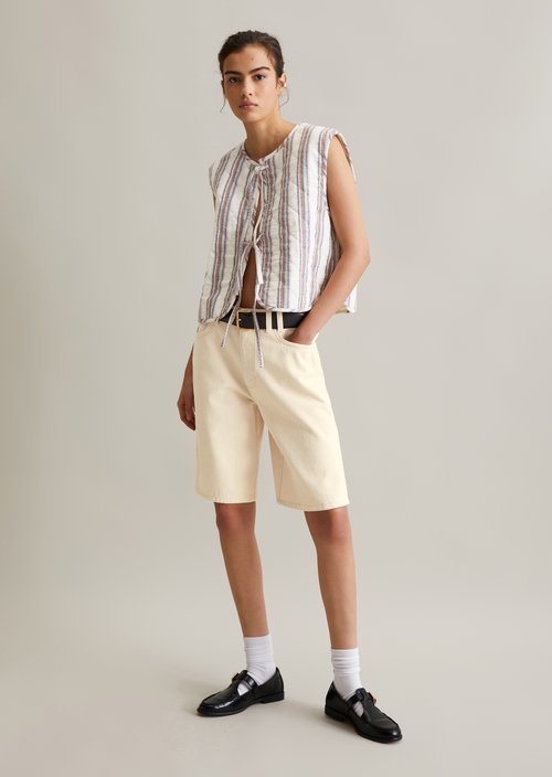 Regular striped vest — Offwhite