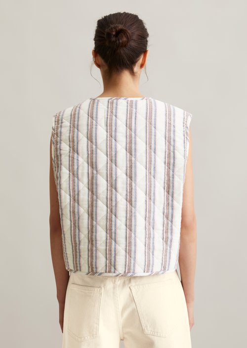 Regular striped vest — Offwhite
