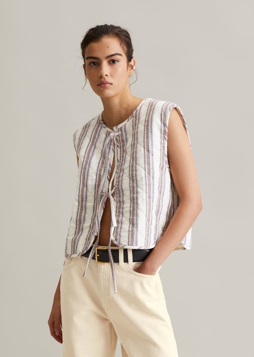 Regular striped vest — Offwhite
