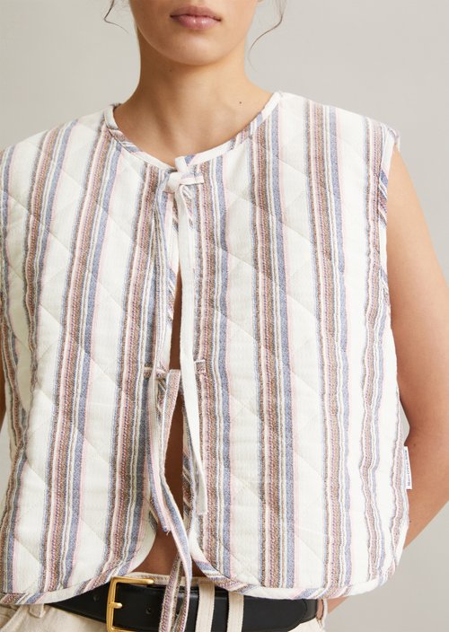 Regular striped vest — Offwhite