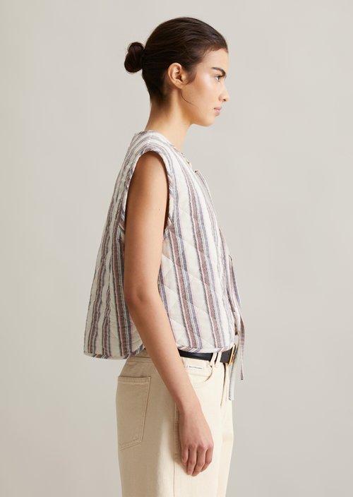 Regular striped vest — Offwhite