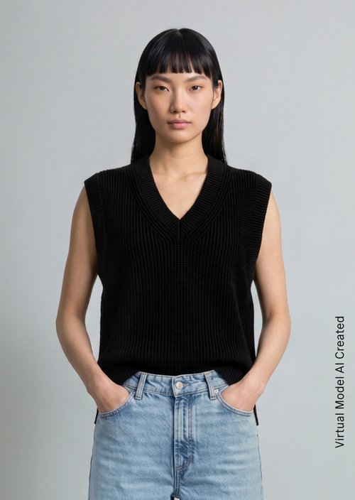 Sleeveless jumper in a regular fit — Black