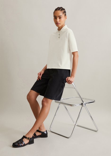 Marc O'Polo Poloshirt korte mouw wijd, Dames, wit, S, 100% Katoen