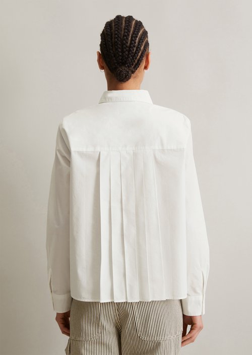 Regular blouse with pleat detail — Silky White