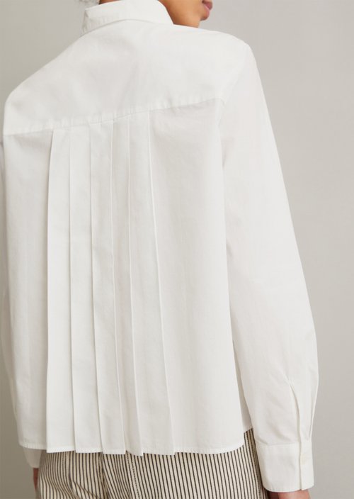 Regular blouse with pleat detail — Silky White