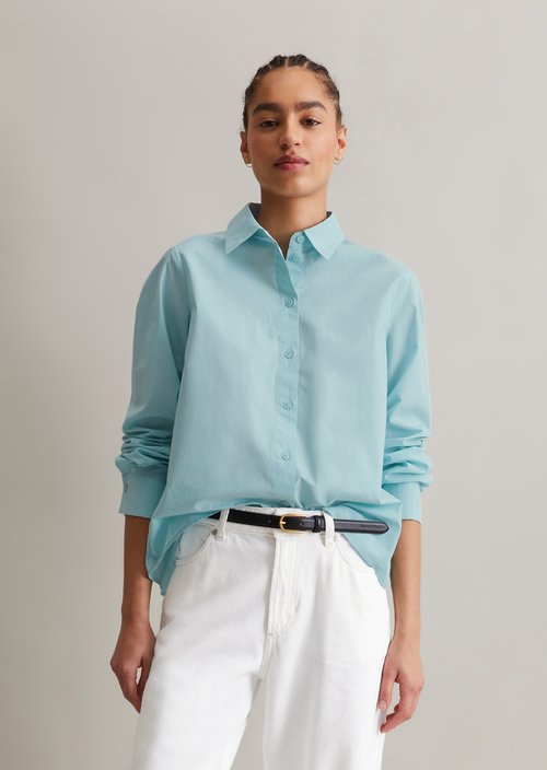 Regular blouse with pleat detail — Blue Fog