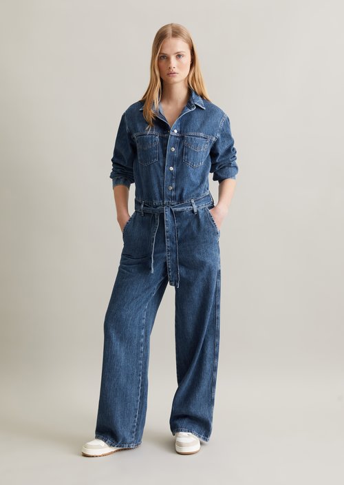 Relaxed fit denim overall — Medium Blue