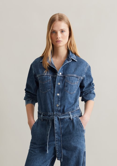Relaxed fit denim overall — Medium Blue
