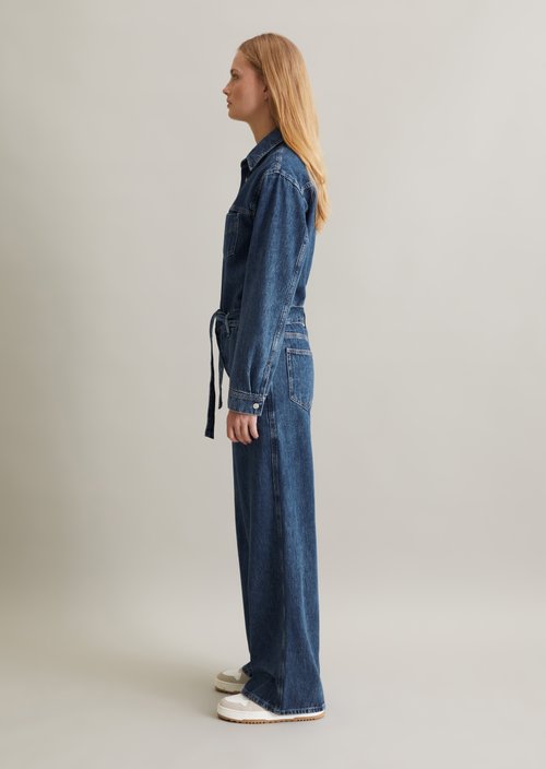 Relaxed fit denim overall — Medium Blue