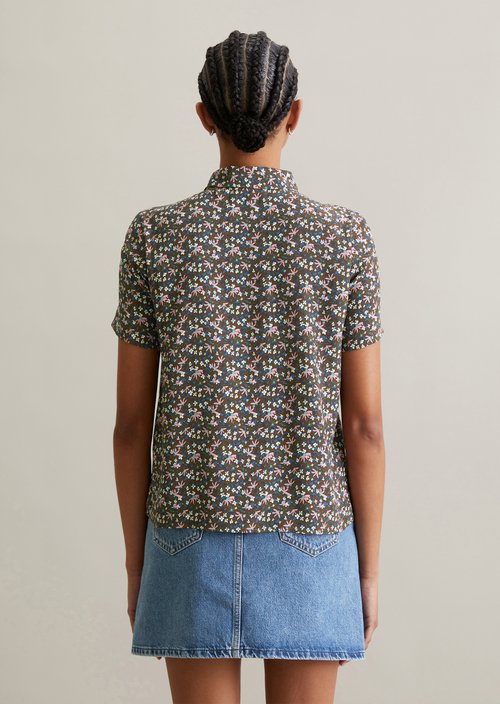 Regular short-sleeved blouse — Medium Brown