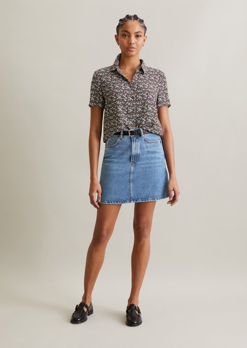 Regular short-sleeved blouse — Medium Brown