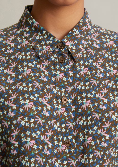Regular short-sleeved blouse — Medium Brown