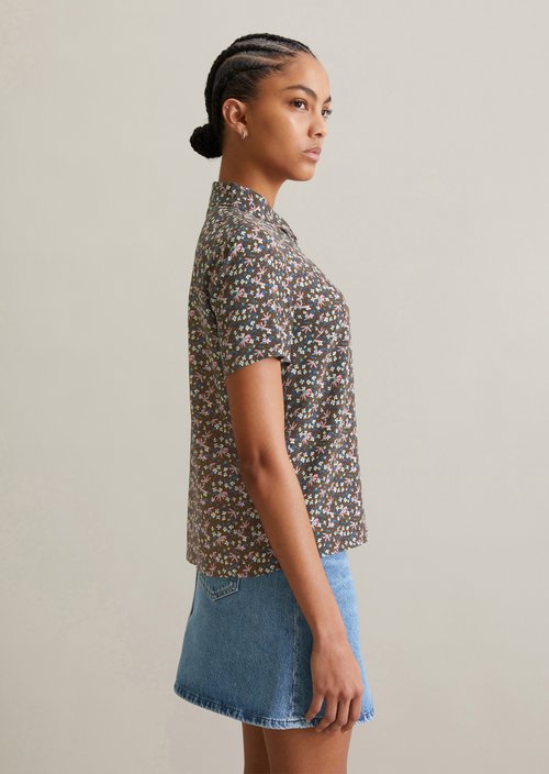 Regular short-sleeved blouse — Medium Brown