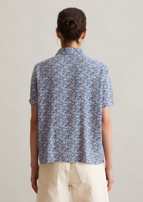 Regular short-sleeved blouse — Medium Blue