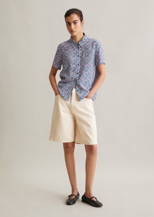 Regular short-sleeved blouse — Medium Blue
