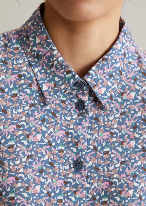Regular short-sleeved blouse — Medium Blue