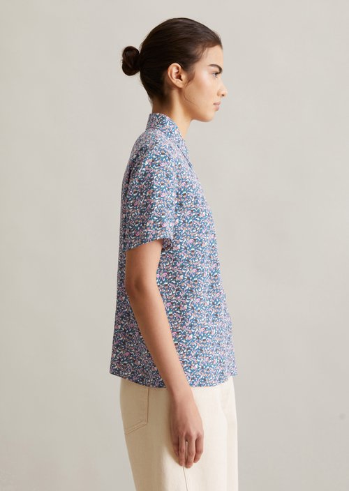 Regular short-sleeved blouse — Medium Blue