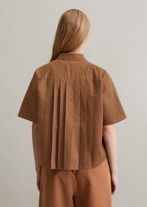 Relaxed short-sleeved blouse — Melted Chocolate