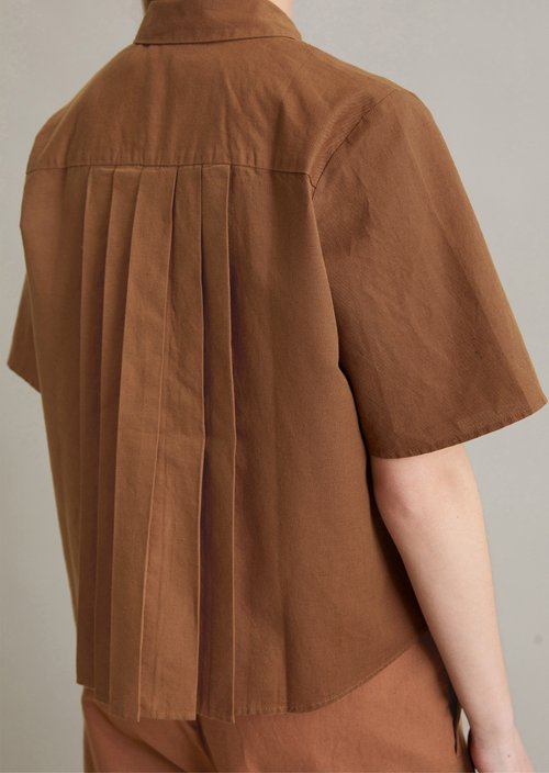 Relaxed short-sleeved blouse — Melted Chocolate