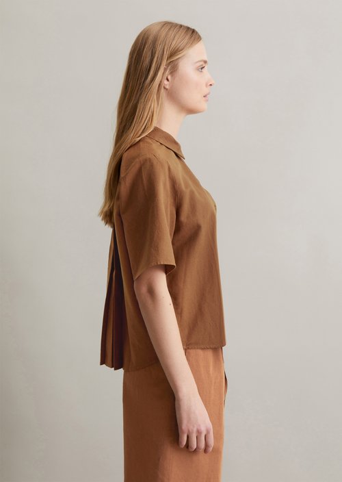 Relaxed short-sleeved blouse — Melted Chocolate