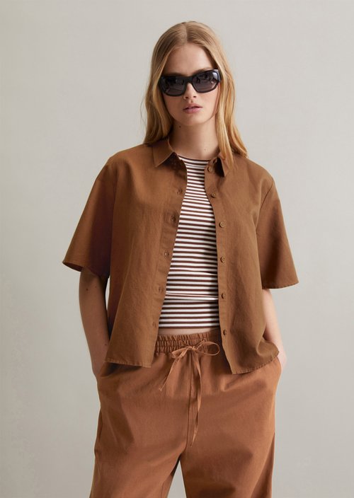 Relaxed short-sleeved blouse — Melted Chocolate