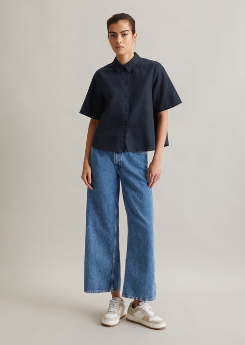 Relaxed short-sleeved blouse — Blue Depths