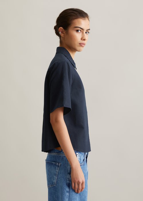 Relaxed short-sleeved blouse — Blue Depths
