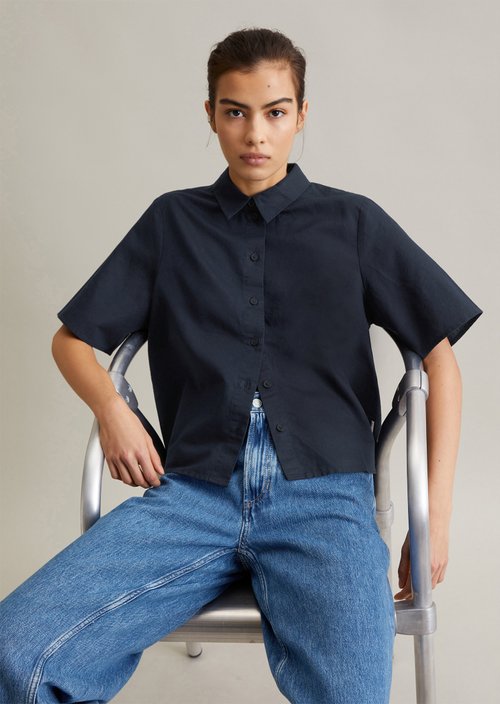 Relaxed short-sleeved blouse — Blue Depths