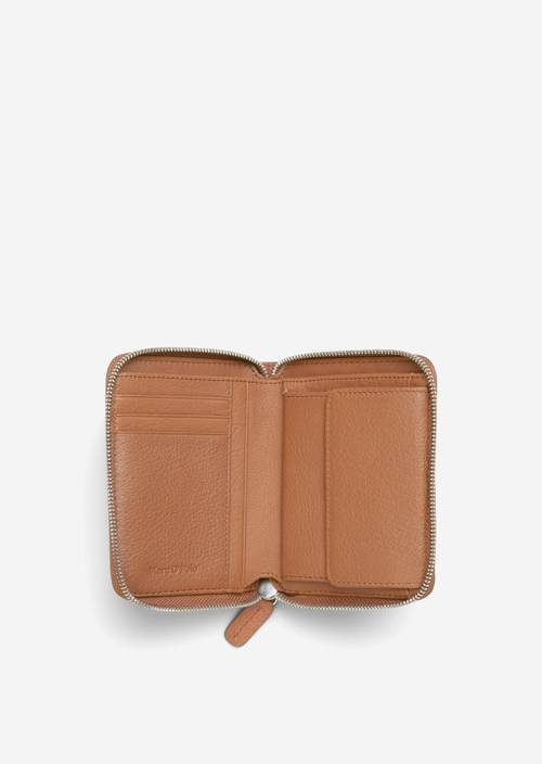 Zipper-Geldbörse Classic Cognac geöffnet dargestellt