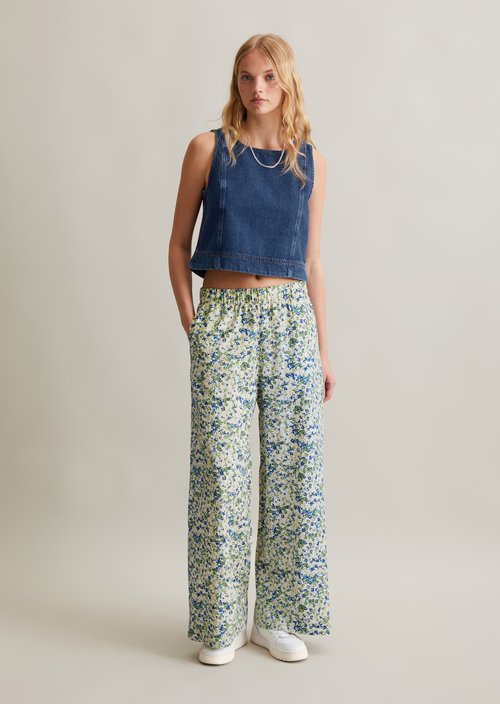 Relaxed print slip-on pants — Medium Blue