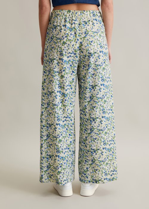 Relaxed print slip-on pants — Medium Blue