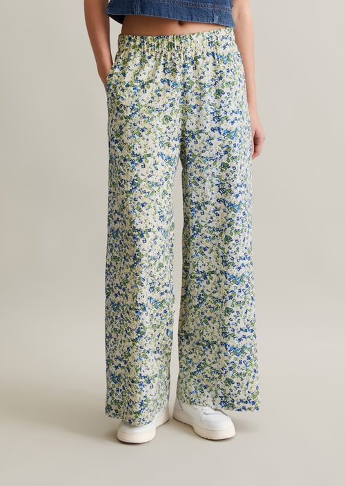 Relaxed print slip-on pants — Medium Blue