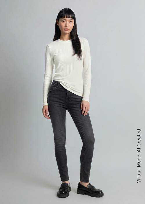 Jeans model Kaj skinny cropped Dark Grey in front view