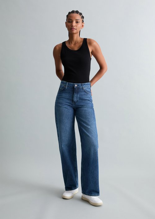 Marc O'Polo Jeans model Tomma wijd, Dames, blauw, 25/30, 100% Katoen