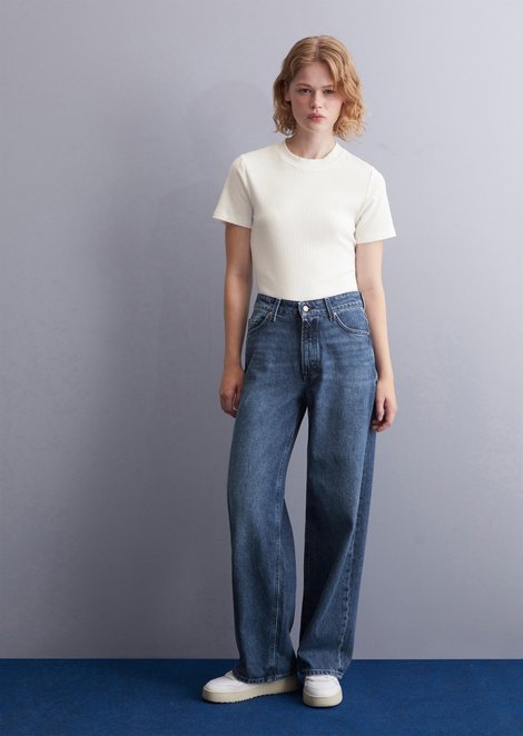 Marc O'Polo Jeans model Tomma wijd, Dames, blauw, 26/34, 100% Katoen