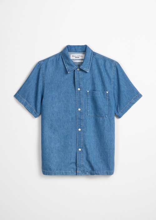 Regular short-sleeved denim shirt — Aqua