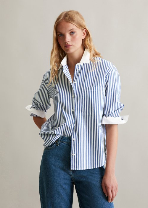 Regular striped blouse — Medium Blue